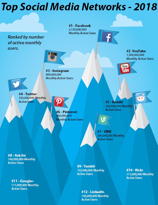 Top Social Media Networks Infographic | LMS Solutions